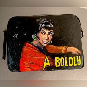 One of a kind hand painted Star Trek Purse featuring Nichelle Nicols as Uhura